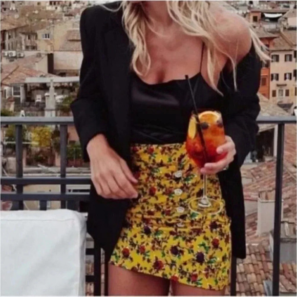 Zara Draped Floral Print Jeweled Mini Skirt - Picture 4 of 17